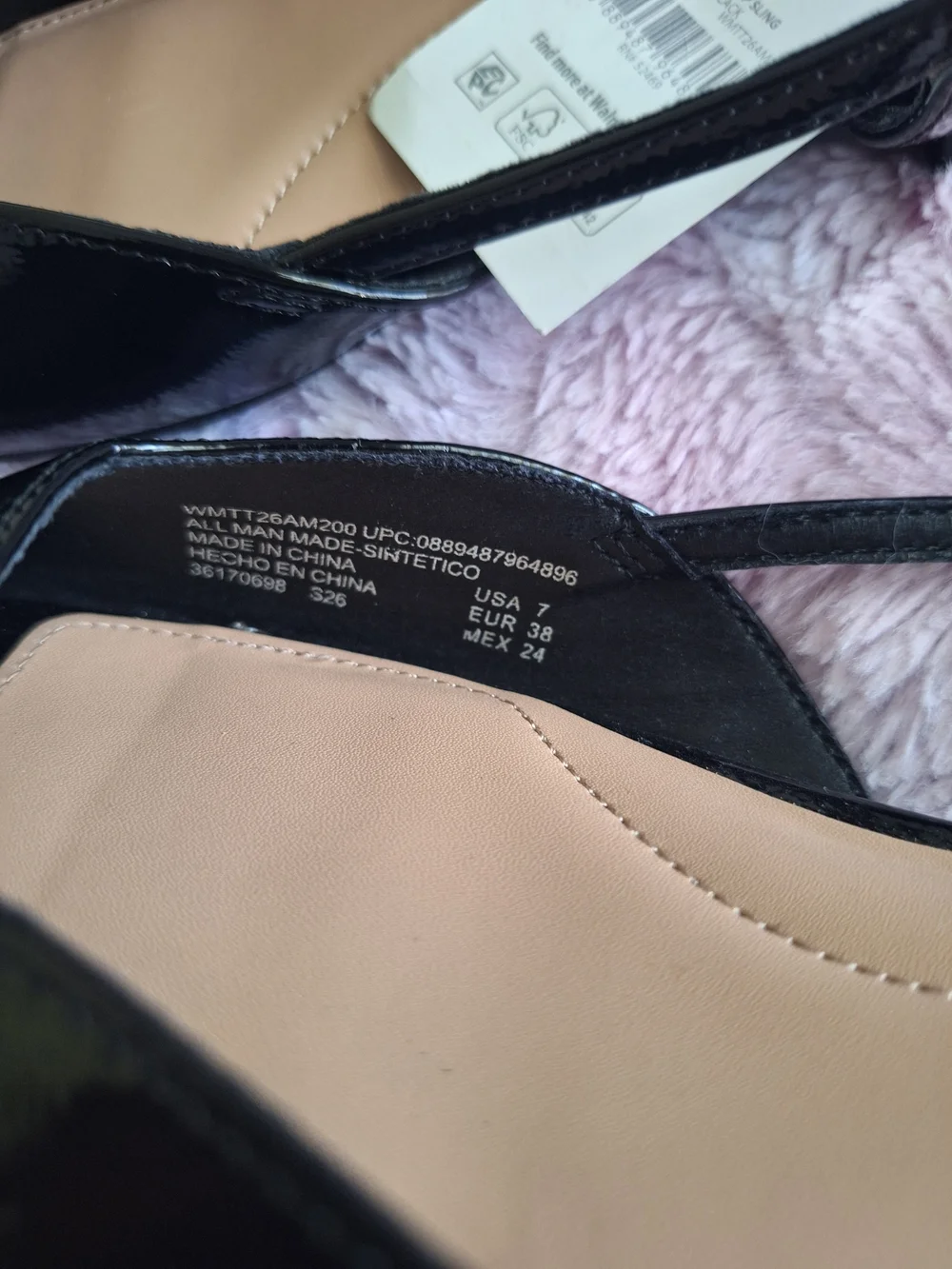 Black Patent Slingback Flats with Memory Foam